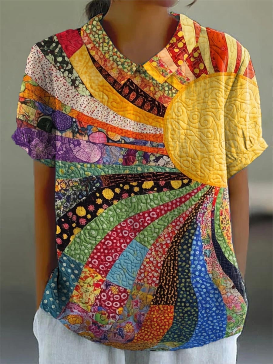 Camisa Oversize de Verano Estampada de Manga Corta Mujer