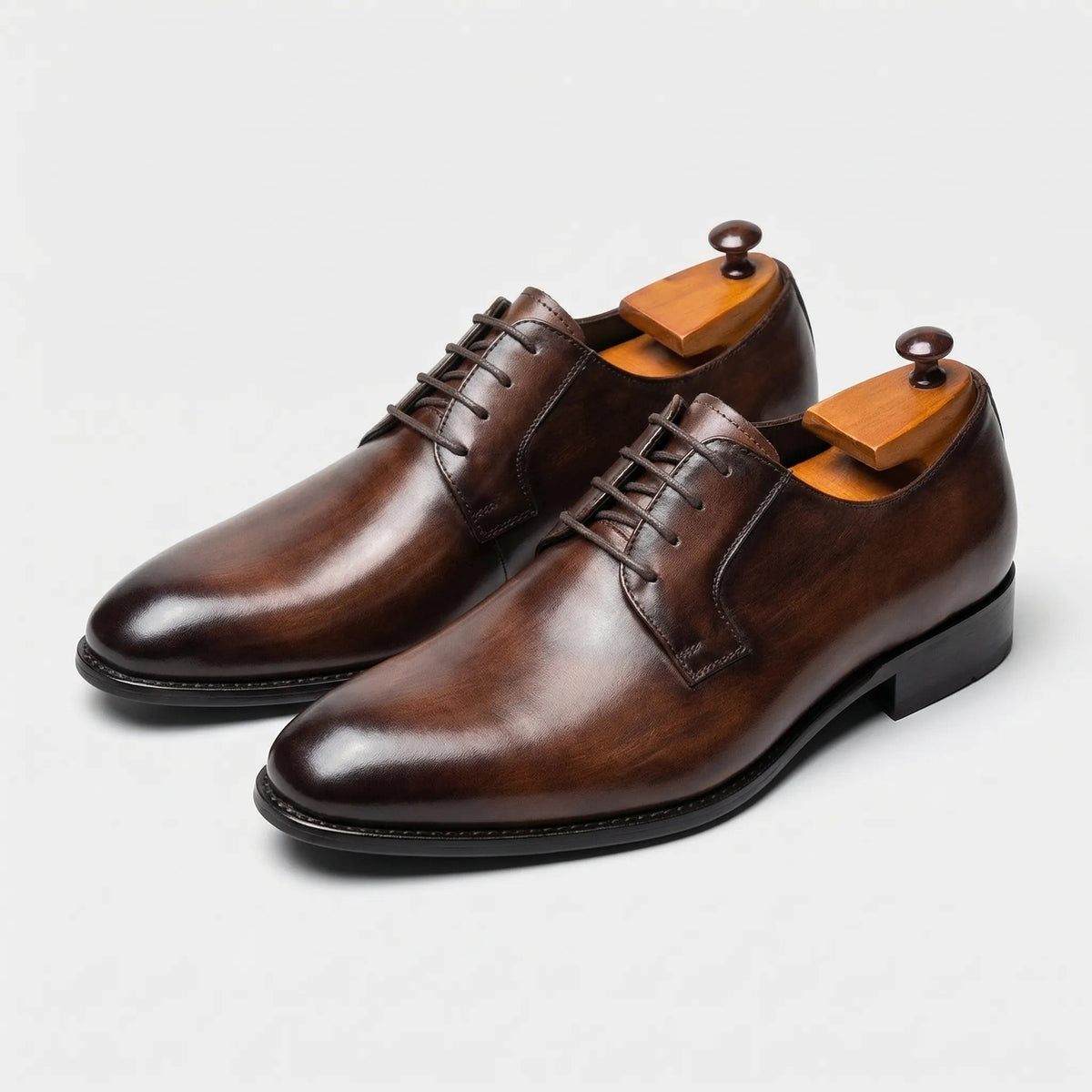 Zapatos Blucher de Piel Hombre Cordones Punta Redonda