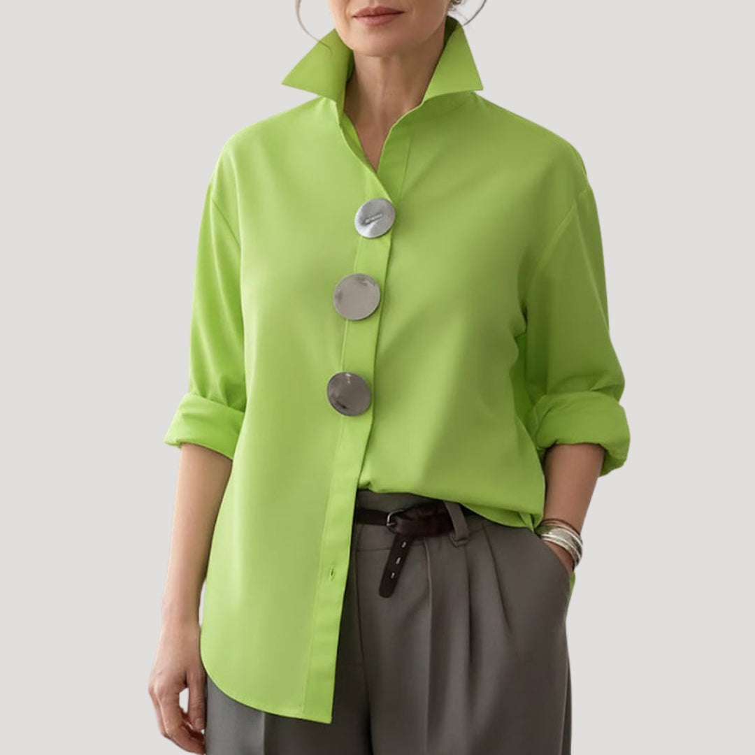 Camisa Elegante de Botones Mujer Cuello Alto