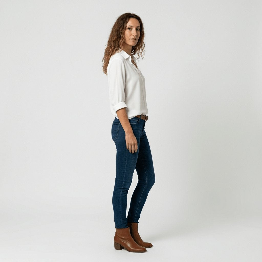 Camisa Blanca de Manga Larga Mujer Botones Cuello Solapa