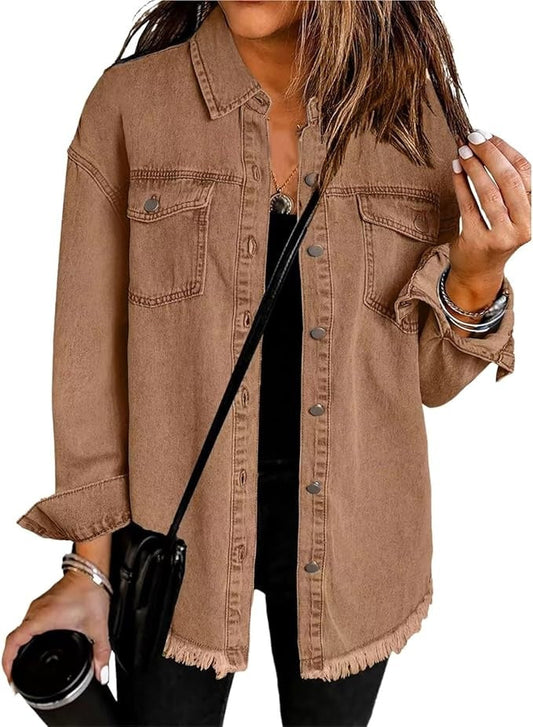 Sobrecamisa Mujer Vaquera Oversize Manga Larga Bolsillos