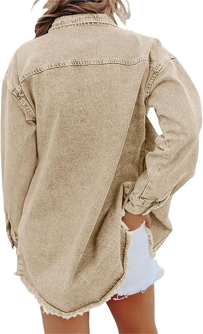 Sobrecamisa Mujer Vaquera Oversize Manga Larga Bolsillos