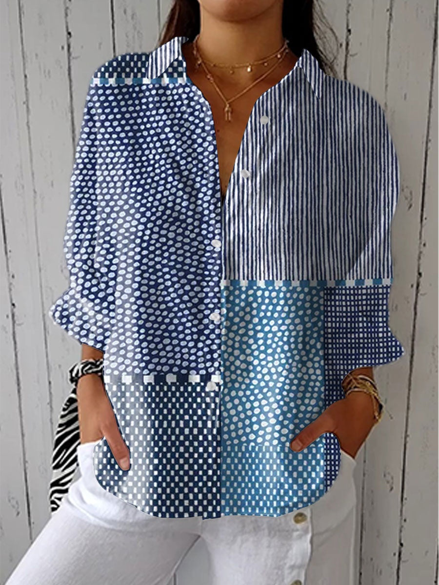 Blusa Tropical de Verano Estampada Mujer Escote V