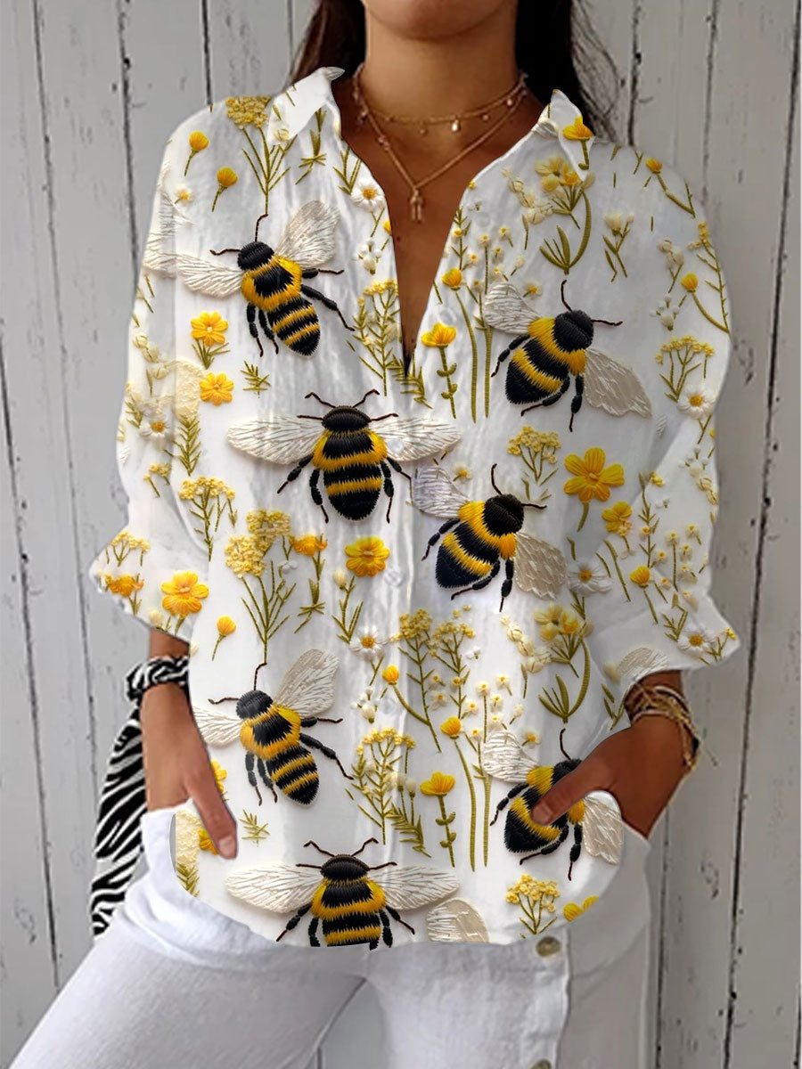 Blusa Tropical de Verano Estampada Mujer Escote V