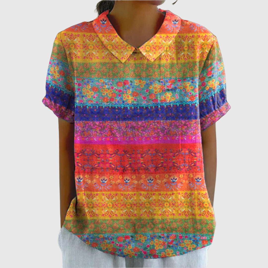 Camisa Oversize de Verano Estampada de Manga Corta Mujer