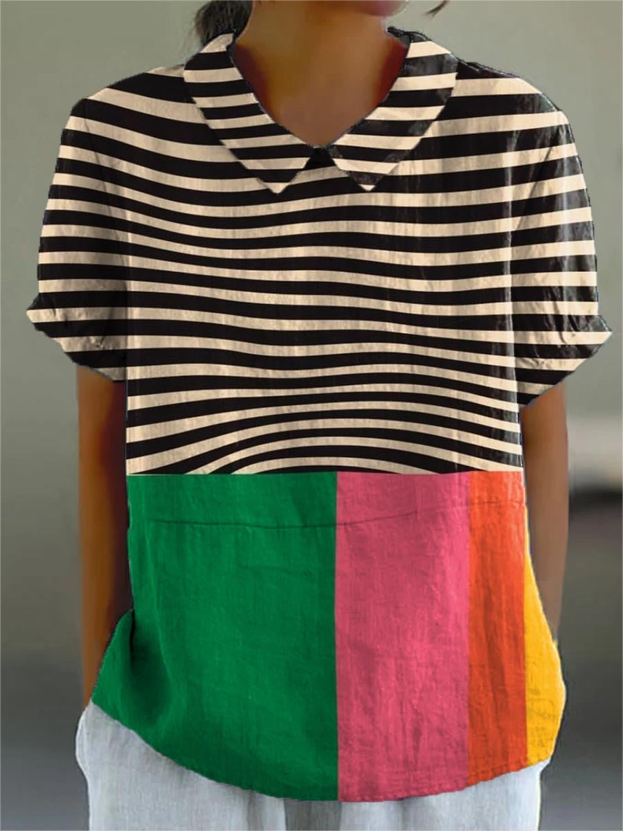 Camisa Oversize de Verano Estampada de Manga Corta Mujer