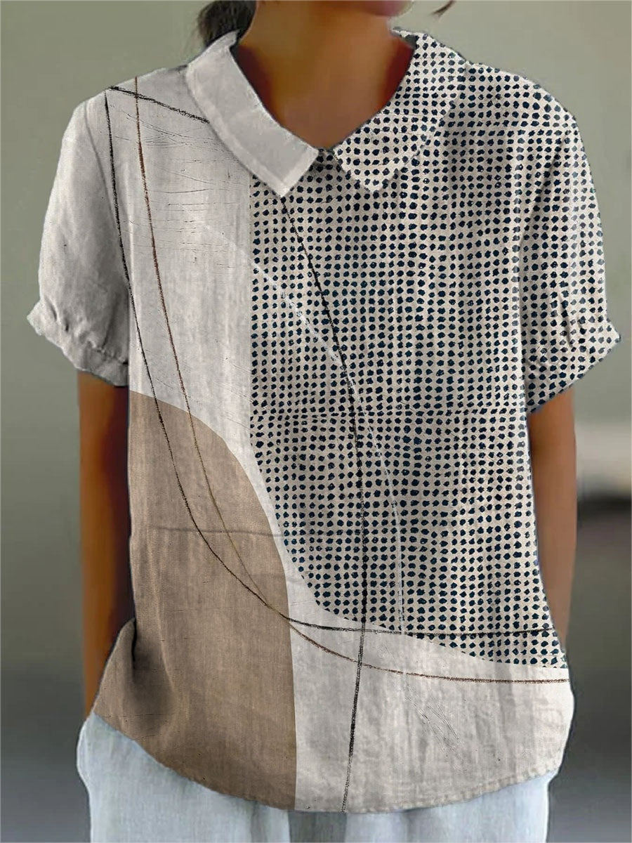 Camisa Oversize de Verano Estampada de Manga Corta Mujer