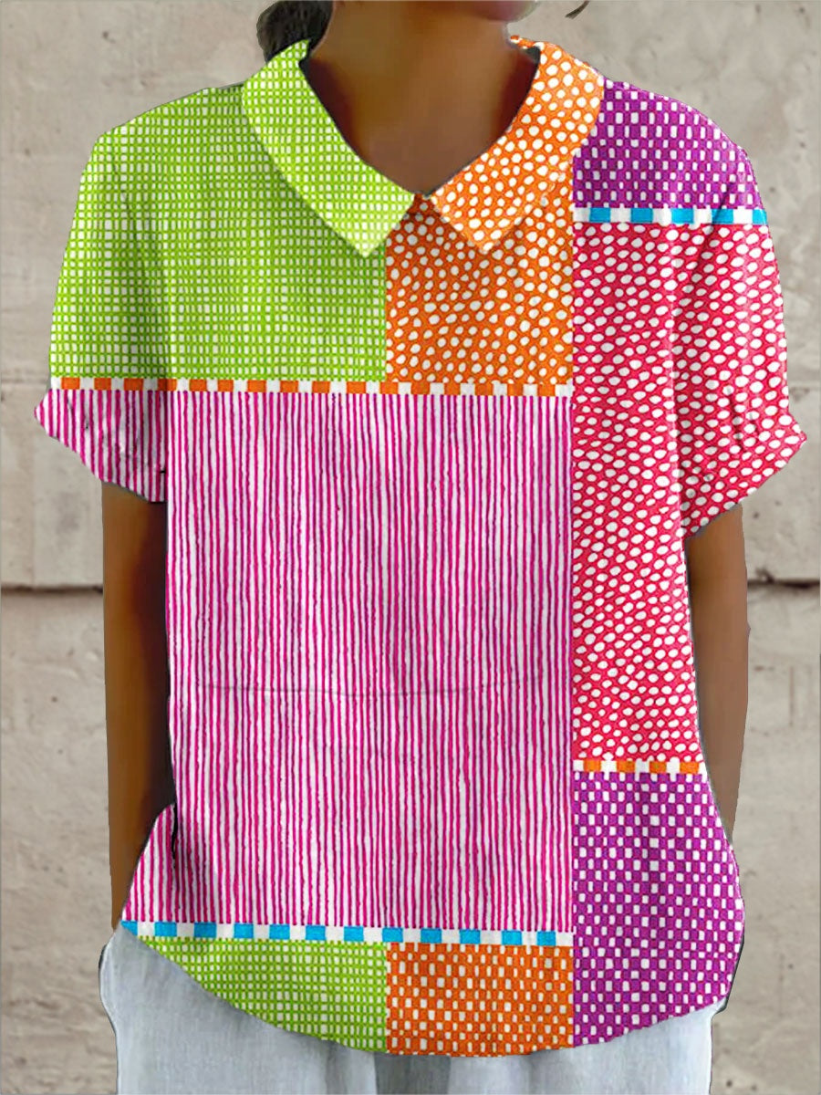 Camisa Oversize de Verano Estampada de Manga Corta Mujer