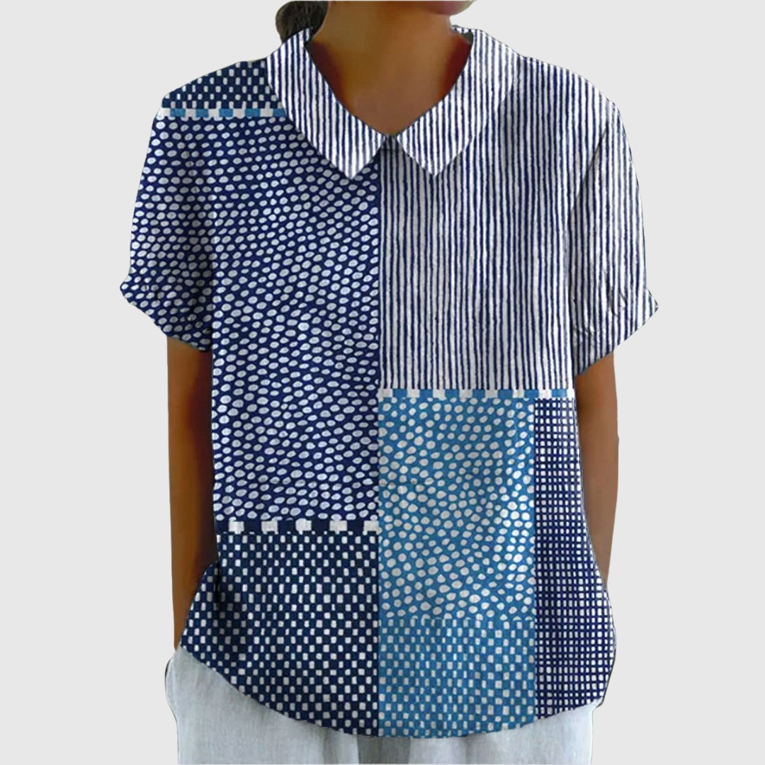 Camisa Oversize de Verano Estampada de Manga Corta Mujer