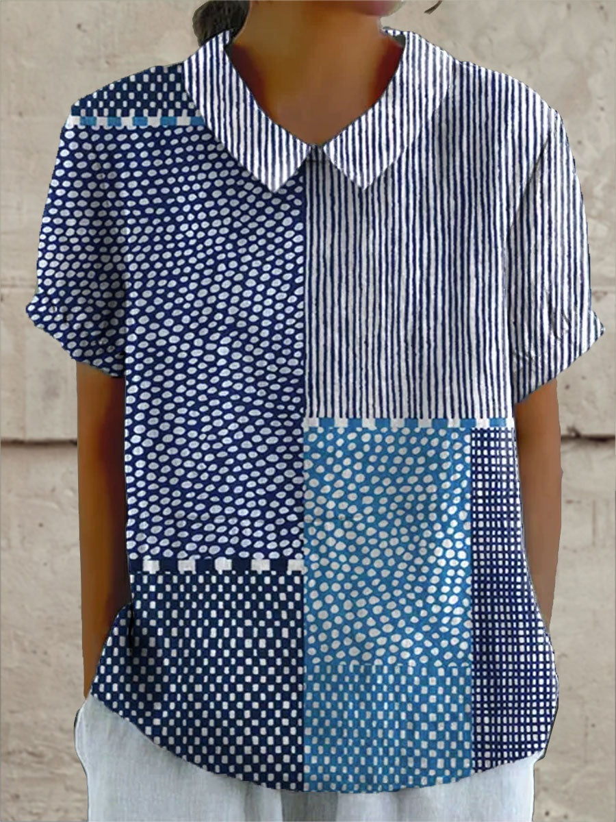 Camisa Oversize de Verano Estampada de Manga Corta Mujer