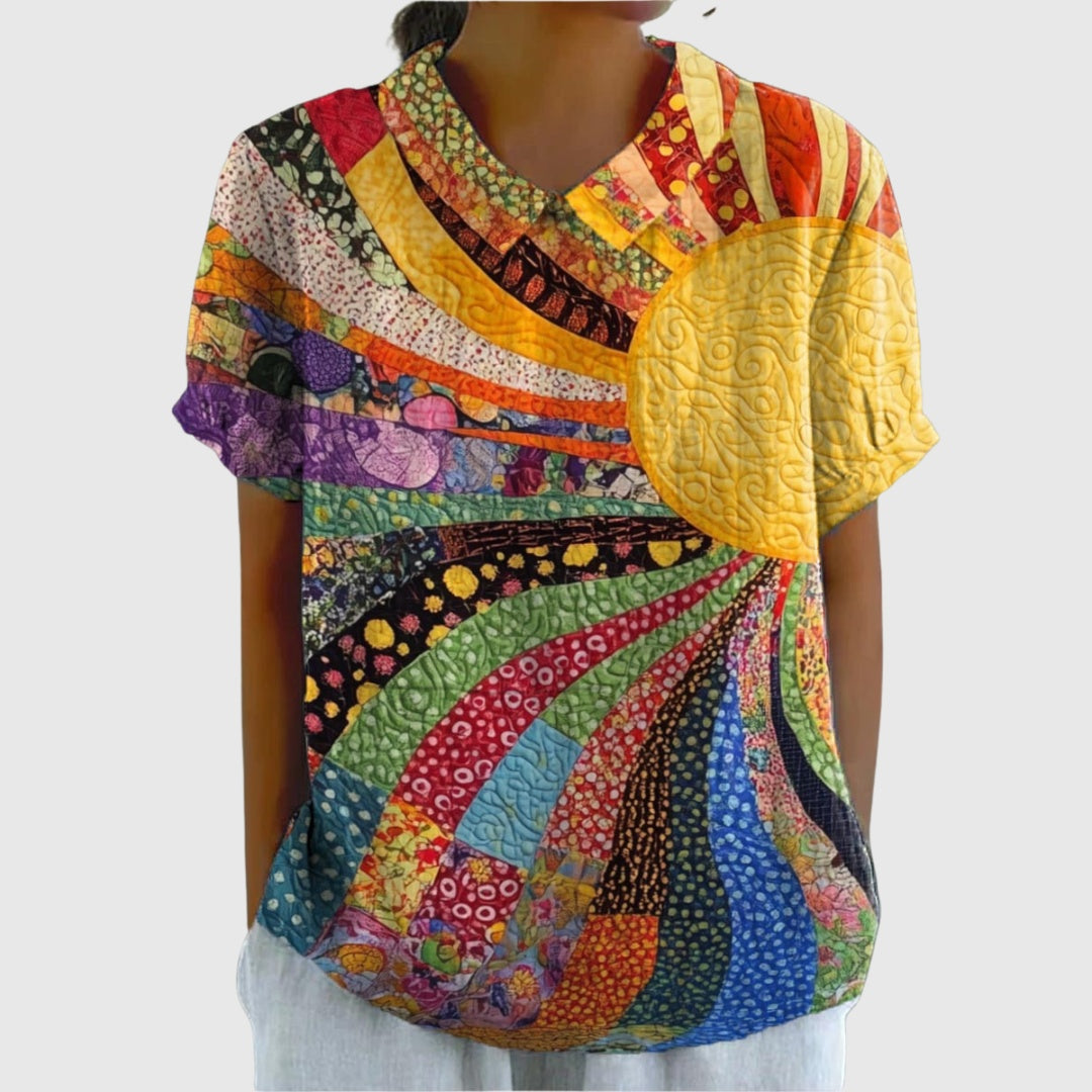 Camisa Oversize de Verano Estampada de Manga Corta Mujer