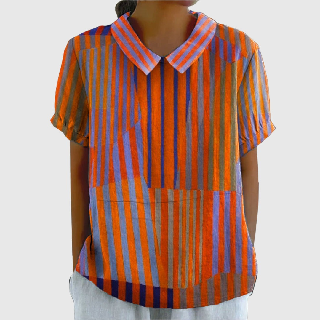 Camisa Oversize de Verano Estampada de Manga Corta Mujer