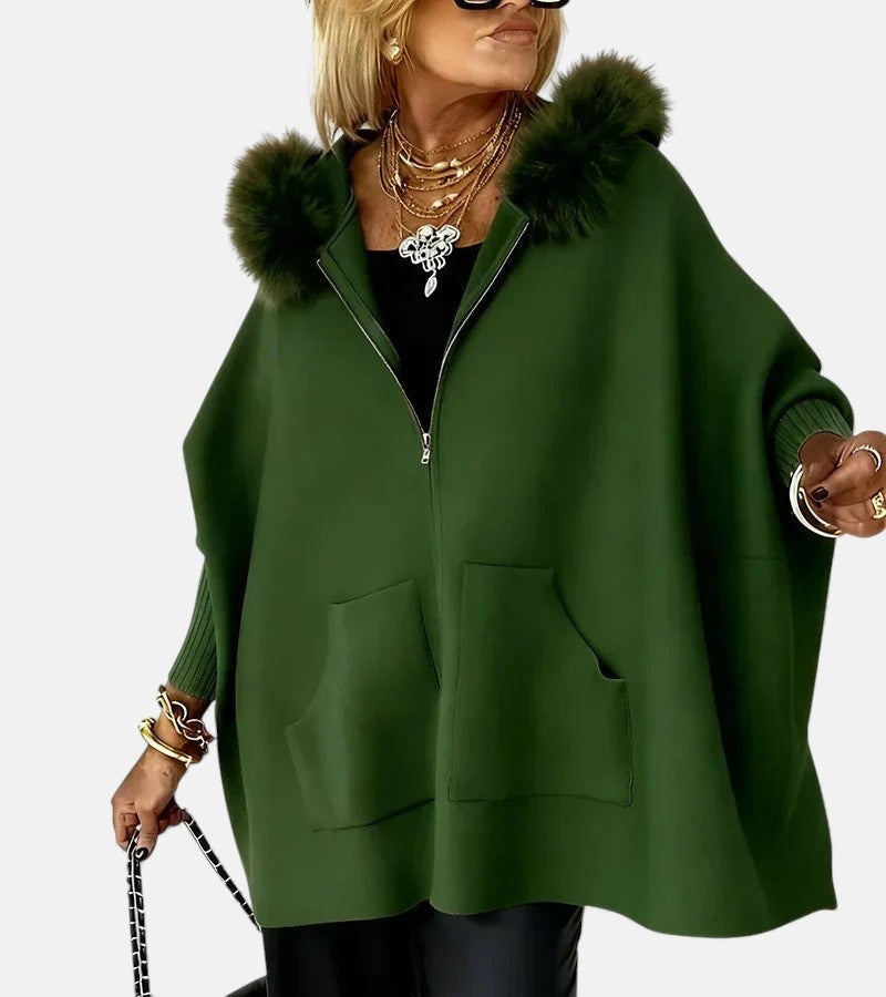 Sudadera con Capucha y Cremallera Oversize Mujer Pelo Bolsillos