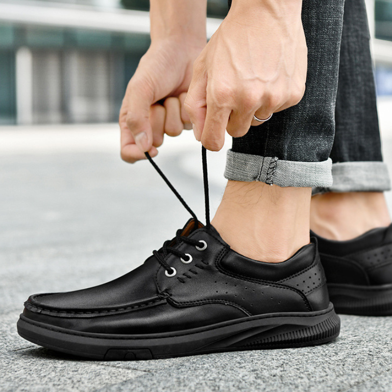 Zapatos Casuales de Piel Hombre Suela Gruesa