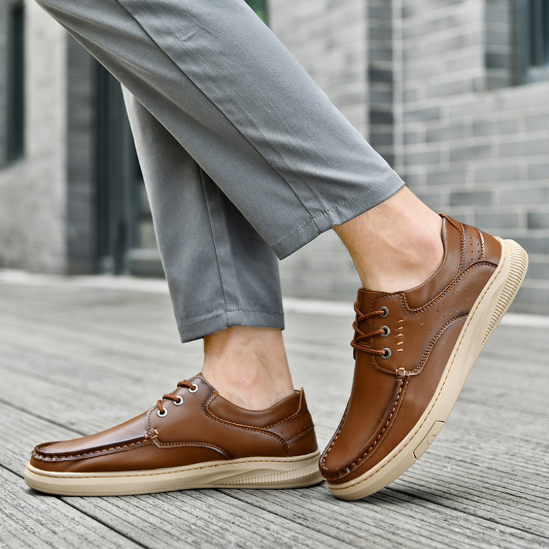 Zapatos Casuales de Piel Hombre Suela Gruesa