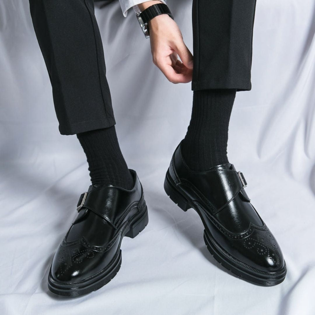 Zapatos de Vestir Monk Strap Hombre Piel Hebilla Brogue