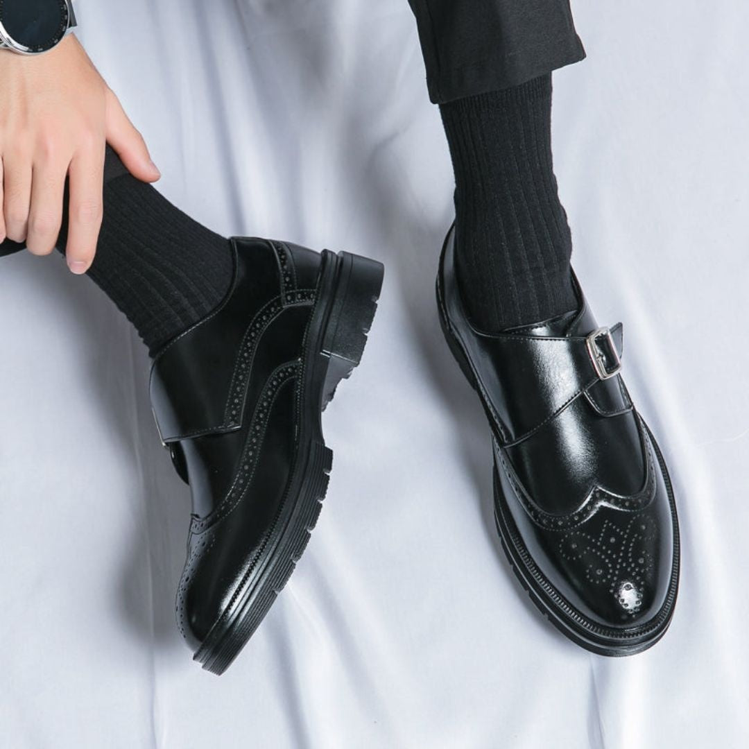 Zapatos de Vestir Monk Strap Hombre Piel Hebilla Brogue