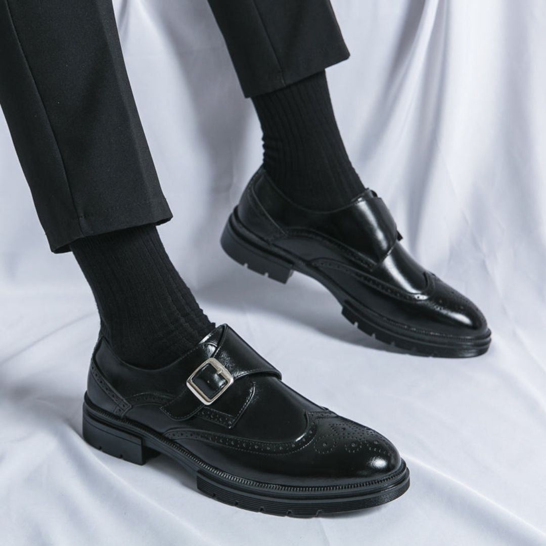 Zapatos de Vestir Monk Strap Hombre Piel Hebilla Brogue