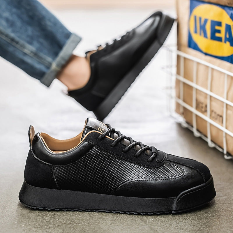 Zapatillas de Piel Hombre Casual Cordones Suela Plana