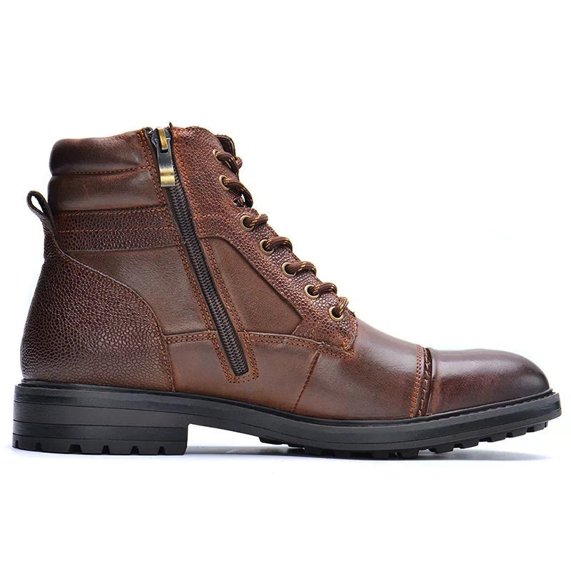 Botas de Trabajo de Piel Hombre Cremallera Lateral