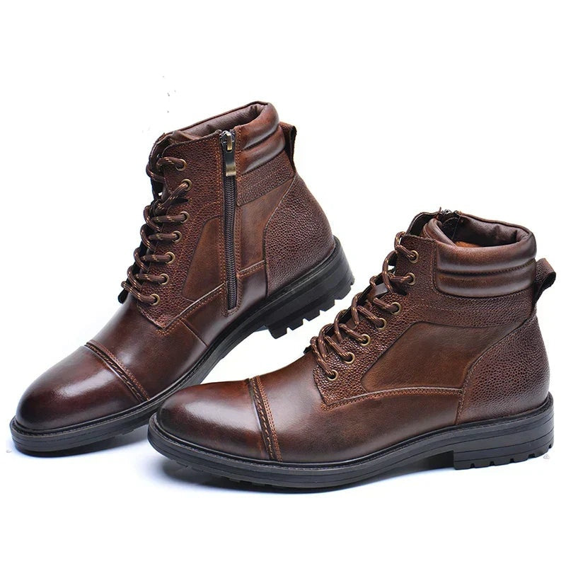 Botas de Trabajo de Piel Hombre Cremallera Lateral